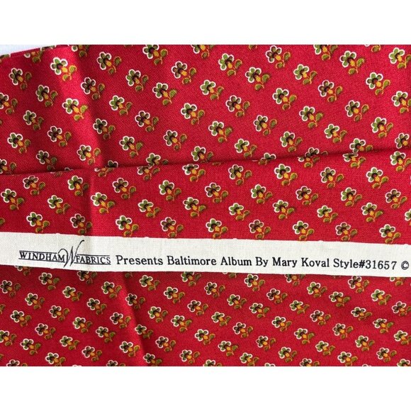 Windham Fabrics Baltimore Album Mary Koval Red Fabric 1/2 yard 44" Cotton Quilt - Picture 5 of 13